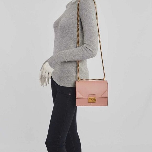 Fendi Pink Lambskin Leather Small U Kan Chain Shoulder Bag 8BT312 - Picture 9 of 12